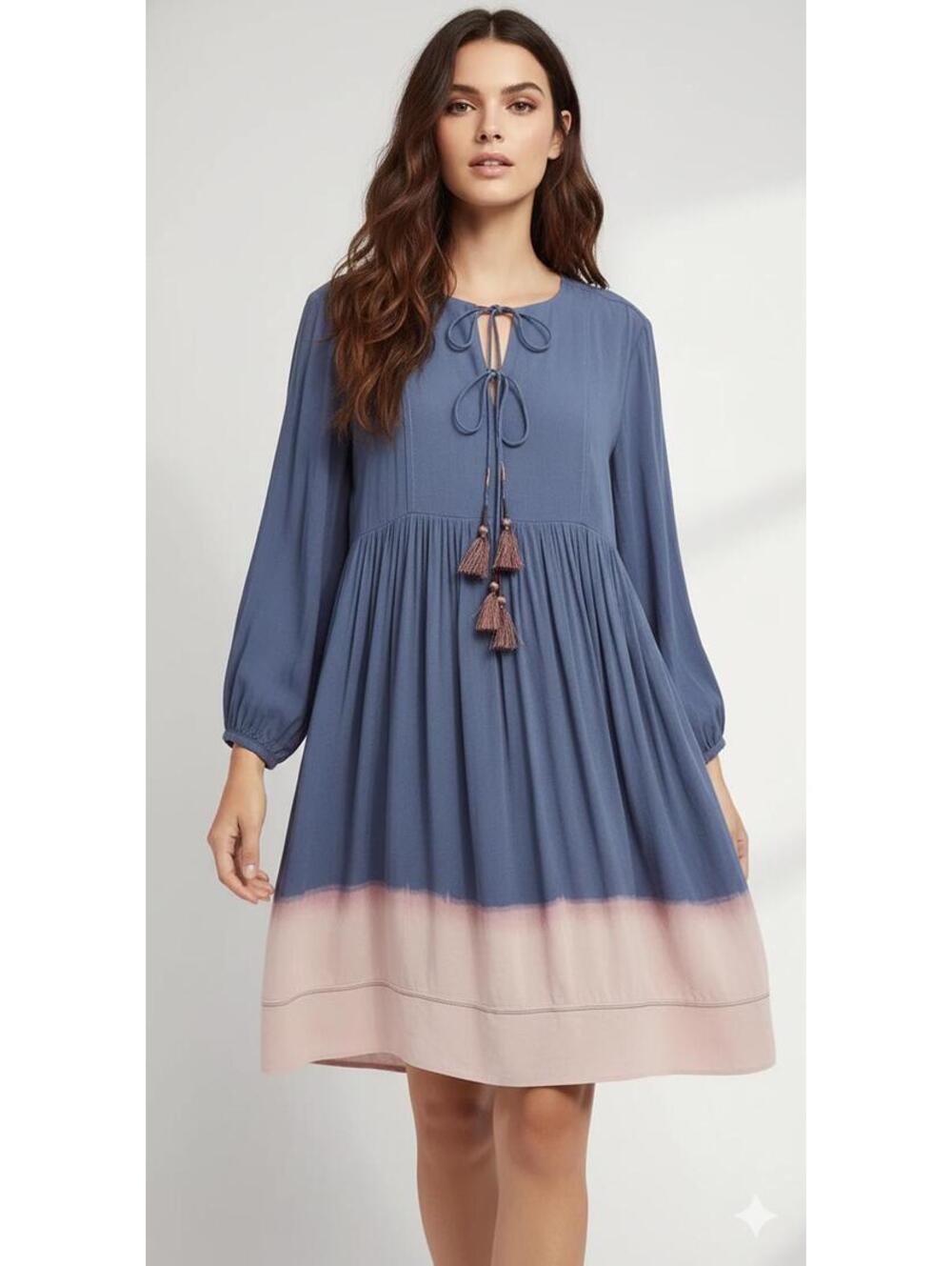 Anthropologie Holding Horses Blue Pink Ombre Peasant Dress - 8